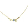 Łańcuchy Najwyższa fabryka opalowa kamień biżuterii złota kolor 35 cm chocker niebieski zakrzywiony bar minimalny prosty naszyjnik z klejnotem