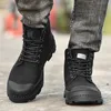 Botas de alta qualidade inverno quente homens couro tornozelo homens sapatos de trabalho militar exército neve para botas 231130