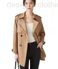 Trenchs de femmes Designer de luxe Début du printemps Version coréenne Trench-Coat Longueur moyenne Haut de gamme Double boutonnage Veste courte de style britannique pour les femmes RND0