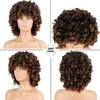 Ombre Bouncy Curly Wigs for Black Women lace front Brown Short funmi curl colored with Bangs Soft Afro Kinky Curly human Wig for African American Women