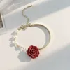 Pendentif Colliers Mode Blanc Fleur Collier Pour Femmes Perle Cristal Papillon Ras Du Cou Rose Élégant Parti Bijoux Accessoires