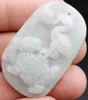 Certified Lavender Green Natural Type A Jadeite Dragon Turtle Crane Ruyi Pendant