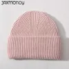 Beanie/Skull Caps Jaxmonoy Women's Hat Winter Beanie Hats Autumn New Wool Blend Skullies Beanies Ladies Fashion Double Folded Warm Beanies Q231130