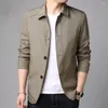 Men's Jackets Easy To Put On Take Off Jacket For Men Stylish Mid Length Classic Turn-down Collar Solid Color Fall