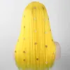 Rendendo peruca reta cosplay bola fibra química cabelo amarelo estrela fita longa faixa de cabelo reto