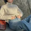 Women's Sweaters autumn and winter women's high neck cashmere sweater casual cable pullover long sleeve loose sweater street fashion sweater 231129