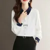 Blusas femininas camisas elegante senhora manga longa moda ol estilo mulheres vintage branco feminino casual básico cloingyolq