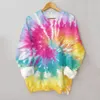 Kvinnors hoodies Womens Sweatshirt Mountain Lake Tie Dye Tryckt långärmad O Neck Autumn och Winter Warm Harajuku Vintage Top 4