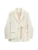 Costumes pour femmes Yitimuceng Blazers solides pour femmes 2023 Mode Col rabattu Veste à lacets Bureau Dames Patchwork Manteaux