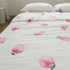 Yatak Setleri 1 PCS Pembe Şeftali Baskı Kapağı Pamuk Yatak Sayfası Yastık Kılıfı Kadınlar Yetişkin için Düz Yüksek Kaliteli Yatakklotlar