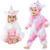 Pijama tek boynuzlu at kigurumi bebek pijamalar doğmuş bebekler için kapüşonlu tulumlar tek boynuzlu at onesies babi kız kış kıyafetleri kostüm 231120