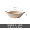 Bowls Retro Special-shaped Soup Bowl Hand Pinch Irregular Ears Noodle Nordic Wind Ceramic Tableware Rice Kitchen Pull Fruit