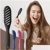 Brosses à cheveux Portable Courbé Anti-Statique Cheveux Mas Peigne Humide Sec Double Usage Coiffure Brosse À Domicile Salon Styli Sqcxau Drop Delive Dhpve