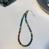 Choker Korean Colored Polymer Clay Beaded Necklace 2023 Summer Bohemia Multicolor Beads For Women Girls Jewelry