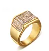Modemän ringer guldpläterade rostfritt stålring med kristaller som sätter lyxsmycken för män5721190