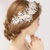 QUEENCO-tocado floral plateado para novia, Tiara, accesorios para el cabello de boda, enredadera para el cabello, diadema hecha a mano, joyería para novia 282w