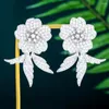 Boucles d'oreilles GODKI tendance quotidienne feuille fleurs pour femmes mariage CZ Brincos Boucle D'oreille 2023 bohême bijoux