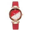 Armbandsur Cherry Powder Luxury Women Dress Watches Enkel kvinnlig kvarts Leahter Watch Women's Fashion Top Brand Casual