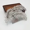 Hair Clips Rose Gold Color Zinc Alloy Combs Wedding Jewelry Accessories Feather Type Bridal Women Crystal Head Decoration