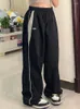 Pantaloni da donna Y2K Donna Vintage Nero Coreano Harajuku Baggy Paracadute Pista Pantaloni sportivi oversize Pantaloni larghi Pantaloni da jogging Pantaloni Anni 2000 Vestiti