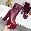 Bottines à plateforme à bout rond, bottines à talons hauts de 14,5 cm, boucle ornée, fermeture à glissière en cuir véritable, grosse botte de luxe de styliste pour femmes, chaussures d'usine