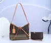 Diseñador de lujo Bolso de hombro para mujer Carryall Tote Cuero recubierto Vintage Llevar todo Hobo con billetera Moda Lady Bowknot Monedero Bolsos Marrón