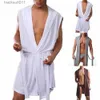 Men's Robes Hommes Robes respirant peignoirs chemise de nuit glacé soyeux à capuche sans manches pyjamas mode Homewear vêtements de nuit sexy vêtements décontractés L231130