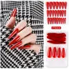 False unhas 24pcs Francês Ballerina colorida Long Coffin brilhante Clear Fake Press on Dicas de unhas Manicure para mulheres e meninas