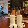 Slippers Winter Women Super High Boots Plush Bear Paws Platform Heel Indoor Floor Warm Sock 231129