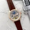 Klasyczny wysokiej klasy zegarek męski Hollow Design Luxury Mechanical Automatyczne zegarek Pasek Cowhide i Pasek ze stali nierdzewnej Design męski zegarek