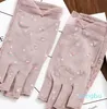 Fashion-Women Half Finger Working Summer Sun Protection Cotton Gloves Female Student Summer Fingerless Driving Non-Slip