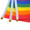 Drapeau arc-en-ciel 14X21cm avec mât arc-en-ciel Gay lesbienne homosexuel bisexuel pansexualité transgenre LGBT fierté hh0430