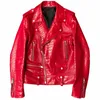 Cuir pour hommes Faux cuir Mauroicardi Printemps Rouge Motif Faux Cuir Biker Veste Fermeture Éclair Manches Longues Grande Taille Designer Hommes Vêtements 4xl 5xl 231129