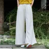 Etniska kläder 2023 Summer Spinning Cotton Linen Pants Chinese Traditionell stil Bottoms Vintage Zen Trousers Casual Wide Ben for Women