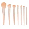 Ensemble de 7 pinceaux de maquillage pour débutants, outils de beauté à poils souples, rose chair