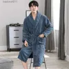 Men's Robes L-4XL Long Shower Robe Autumn Winter Plush Thicken Flannel Antistatic Double-side Coral Fleece Soft Men's Bathrobe Dressing Gown L231130