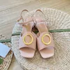 Женские сандалии на низких каблуках Dermis Slide Designer Sandal Platform Slipper Metal Bugle Shoes Summer шлепанцы с коробкой 35-41