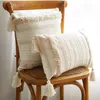 European Style Four-corner Lace Tassel Cushion Office Lumbar Pillow Cotton Tufted Custom Sofa Pillowcase Chair Pad 211229312q