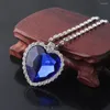 Pendanthalsband Fashion Film Titanic Heart of the Ocean Necklace Sea With Blue and Red Crystal Chain for Women Party Jewelry Gift