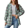 Women's Blouses Autumn And Winter Cardigan Hooded Collar Long Sleeve Plaid Button Pocket Lace Up Stripe Loose Fashion Casual Shirt Tops