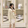 Kvinnors stickor Heavy Industry Diamond Inlaid Pearl Sweaters Coat Women Top Spring/Autumn Versatile Loose Sticked Cardigan Clothing