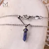 Pendants Yammy Mini Crystal Point Pendant Chain Necklace Healing Quartz Amethyst Lapis Stone Pendulum Chakra Jewelry