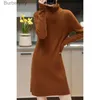 Basic Casual Dresses Women's High Neck Long Sle Solid Wool Korean Edition Loose Luxury Soft Wool Knitted Dress for Winter WarmthL231130