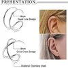 Backs Earrings WKOUD 4 Pcs Stainless Steel Ear Cuff Criss Cross Double Lines Non Piercing Minimalist Fake Earcuff Cartilage Earring