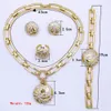 Hochzeit Schmuck Sets Italienisch 18K vergoldet Set Luxus Frauen Halsketten Ohrringe Ring Armband Dubai Party Zubehör 231130