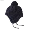 Beanie/Skull Caps Connectyle Småbarn Infant Boys Girls Winter Skull Cap Fleece fodrad stickad barnhatt med öronflaphattar med Pom-Pom Q231130