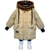 Jaquetas 6-14 anos outono inverno meninos para baixo jaqueta quente bebê menino casaco com capuz zíper outerwear parka presente crianças roupas 231129