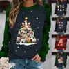 Kvinnors tröjor Autumn Winter Women's Vintage Elegant tröja Rund Neck mode Casual Pullover Christmas Long Sleeve Animal Printed T-shirt 231130