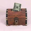 Novelty Items Box Wooden Treasure Bank Storage Chest Piggy Wood Vintage Money Coin Lock Boxes Jewelry Saving Pirate Organizer Decorative Gift 230428