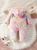 Rompers Baby Autumn Zima Flannel Bodysuit Creeper Cute Wzór przycisk Zapęta ciepłe ubranie 0 24 miesiące Romper 231130